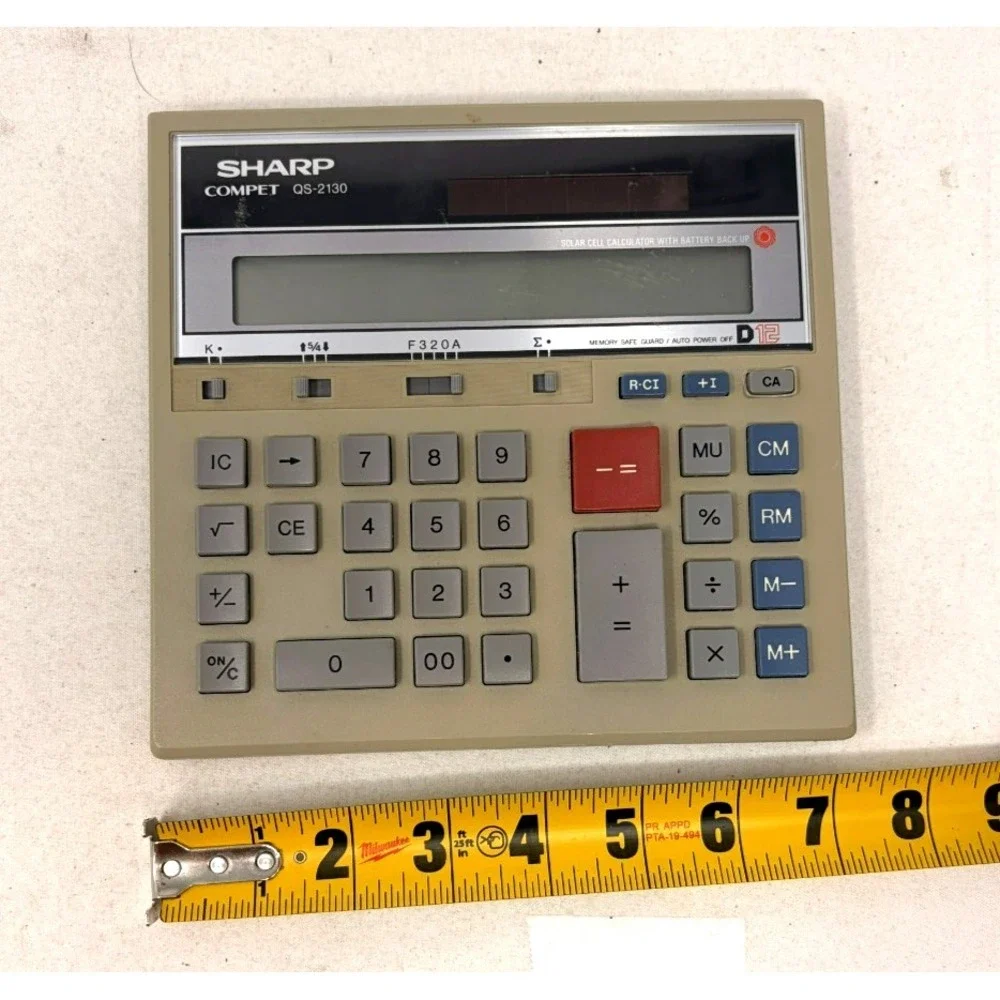 Sharp Compet QS-2130 12-Digit Desktop Calculator Solar Battery Office Accounting